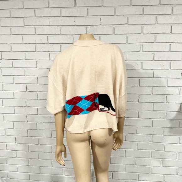 Anthropologie Dachshund Dog Cashmere Knit Sweater Beige NWT - Picture 7 of 15